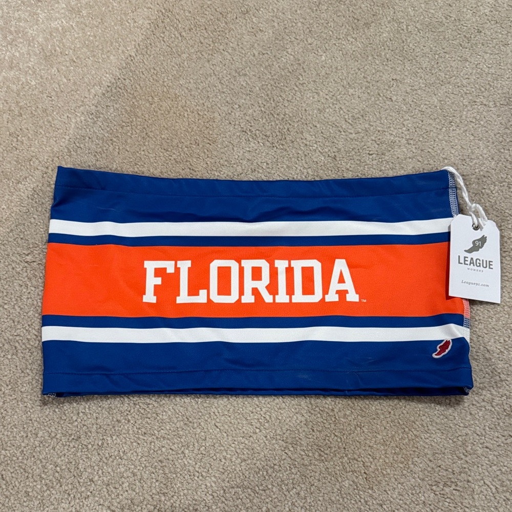 League University of Florida Striped Bandeau in Blue, Orange & White - Picture 1 of 4